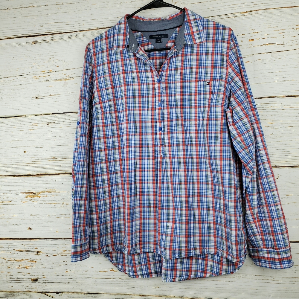 Tommy Hilfiger Plaid Pullover Blouse
